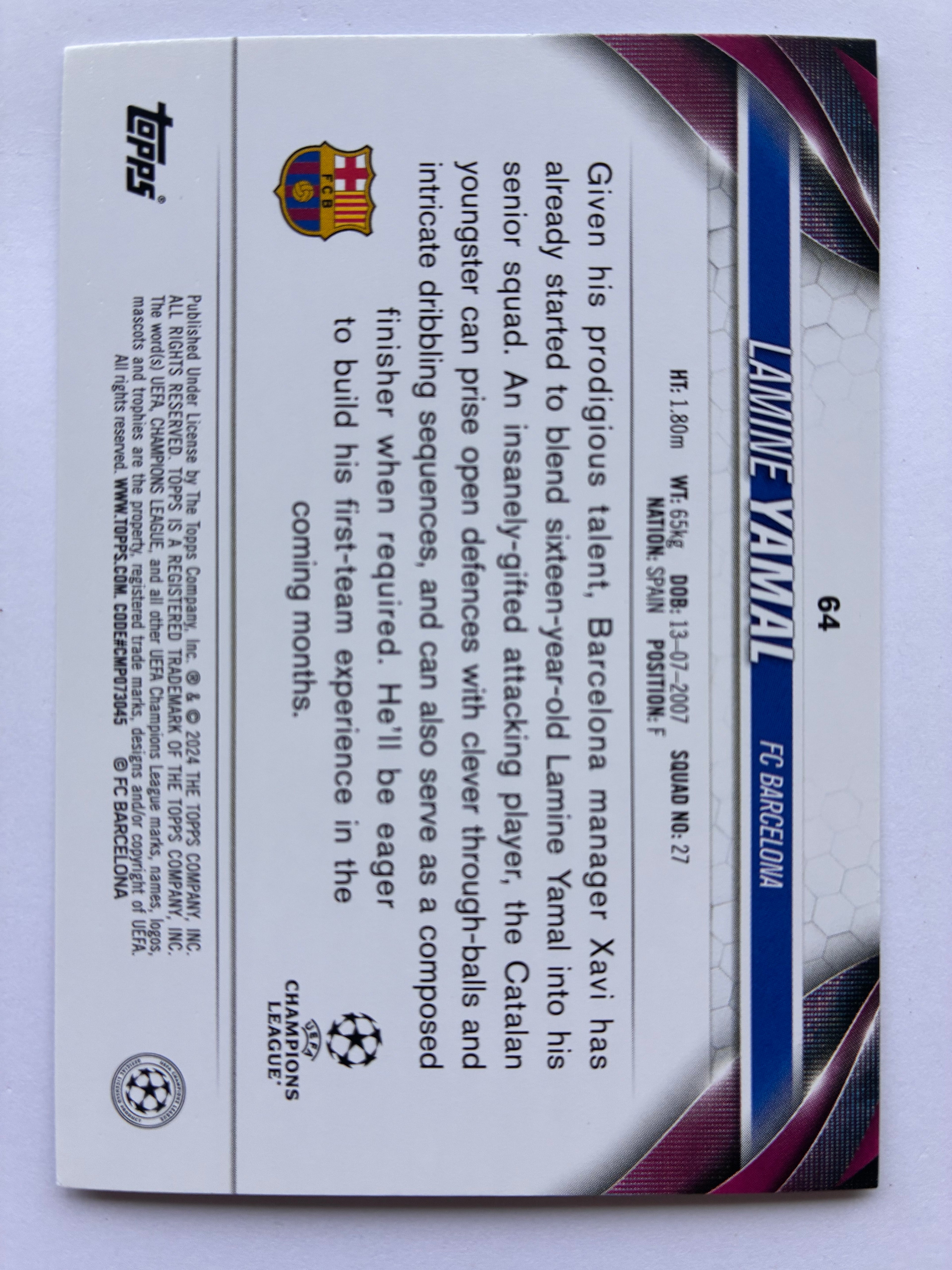 2023-24 Topps Jade Edition UEFA Lamine Yamal #64 RC Rookie Barcelona